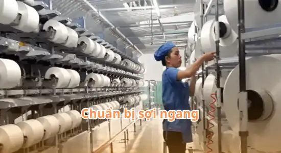 Bước 4: Chuẩn bị sợi ngang để dệt vải dệt thoi