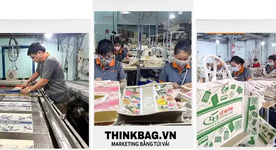 nhà xưởng may túi vải linen cao cấp Thinkbag