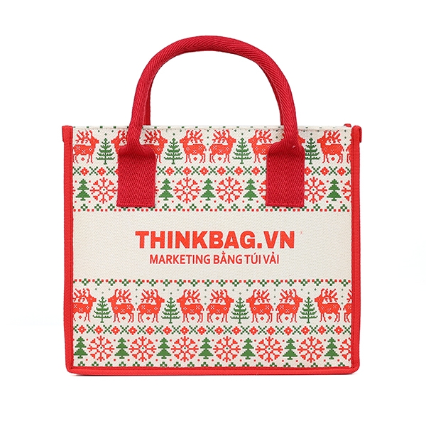 Túi vải đay noel đỏ quai đai
