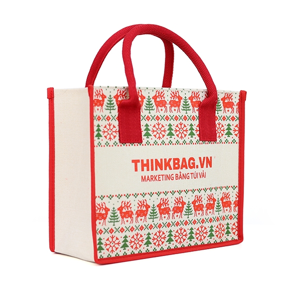 Túi vải đay noel đỏ quai đai