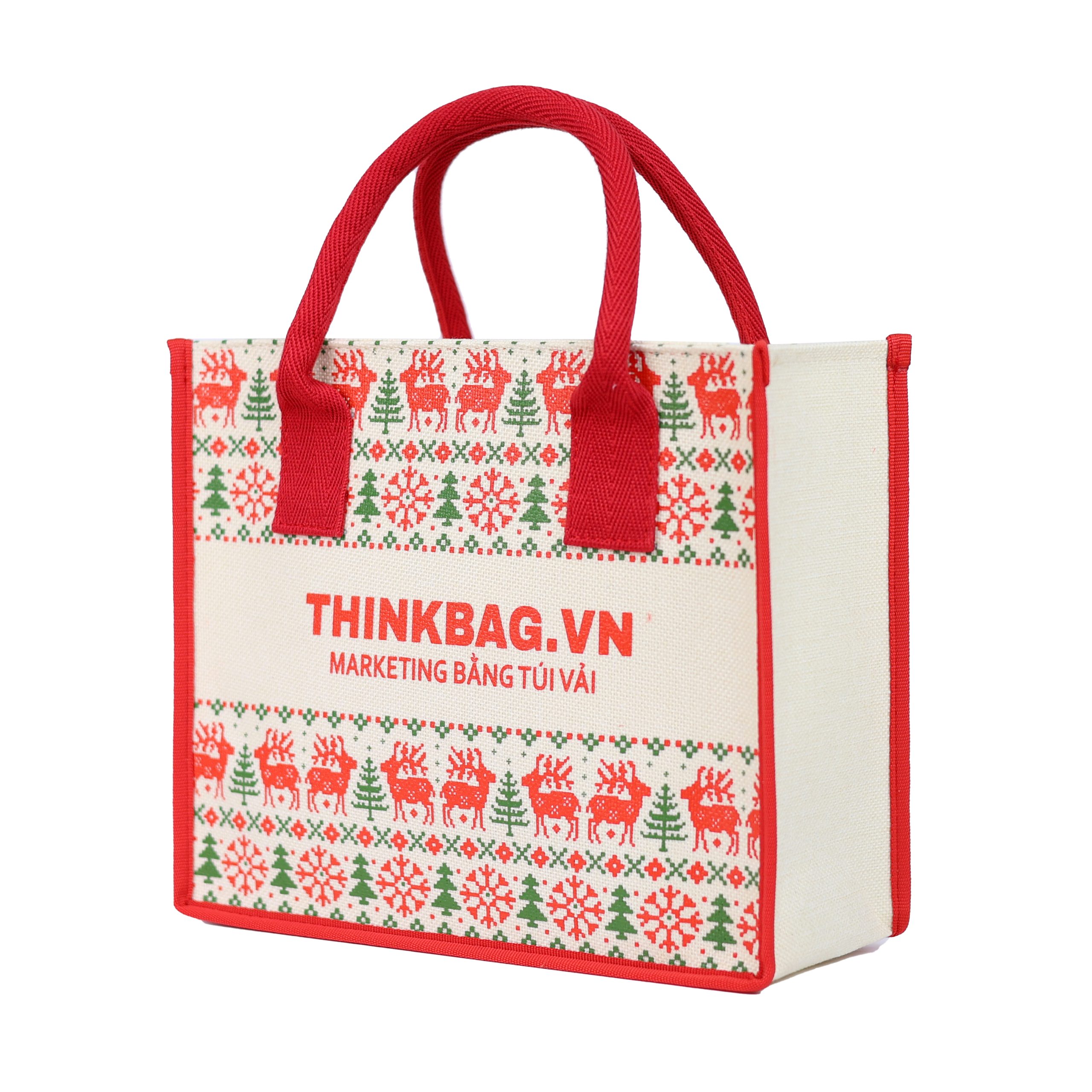 Túi vải đay noel đỏ quai đai