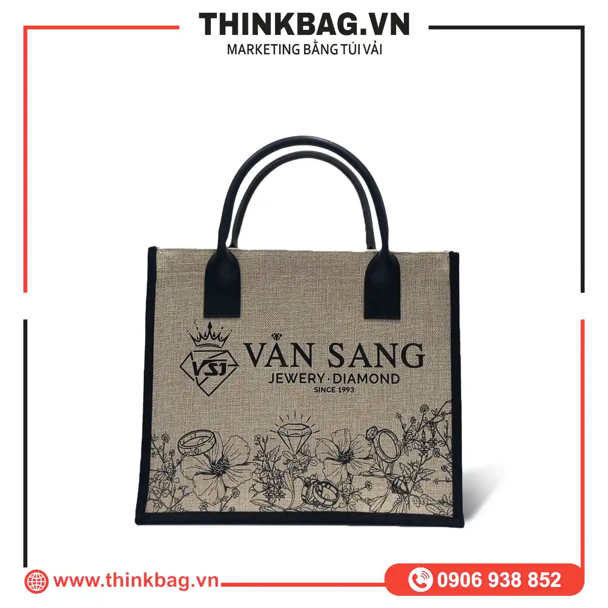 Túi vải đay in logo ngành Trang Sức