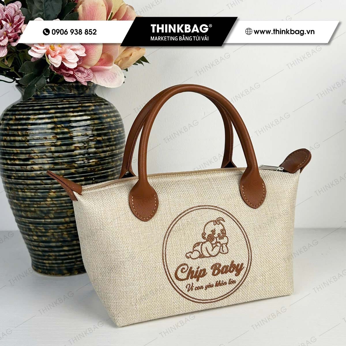 Túi vải đay in logo Chip Baby - quà tặng số 1 mẹ và bé