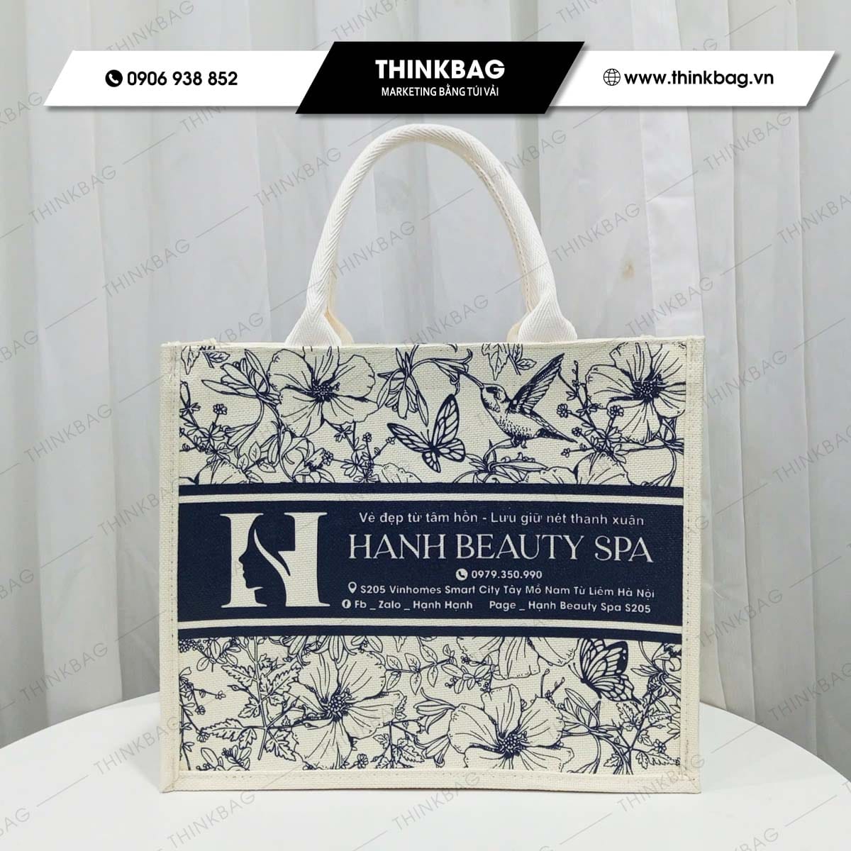Túi vải đay in logo Hạnh Beauty Spa - 1 trong 10 mẫu túi quà tặng siêu hot - Ảnh 3