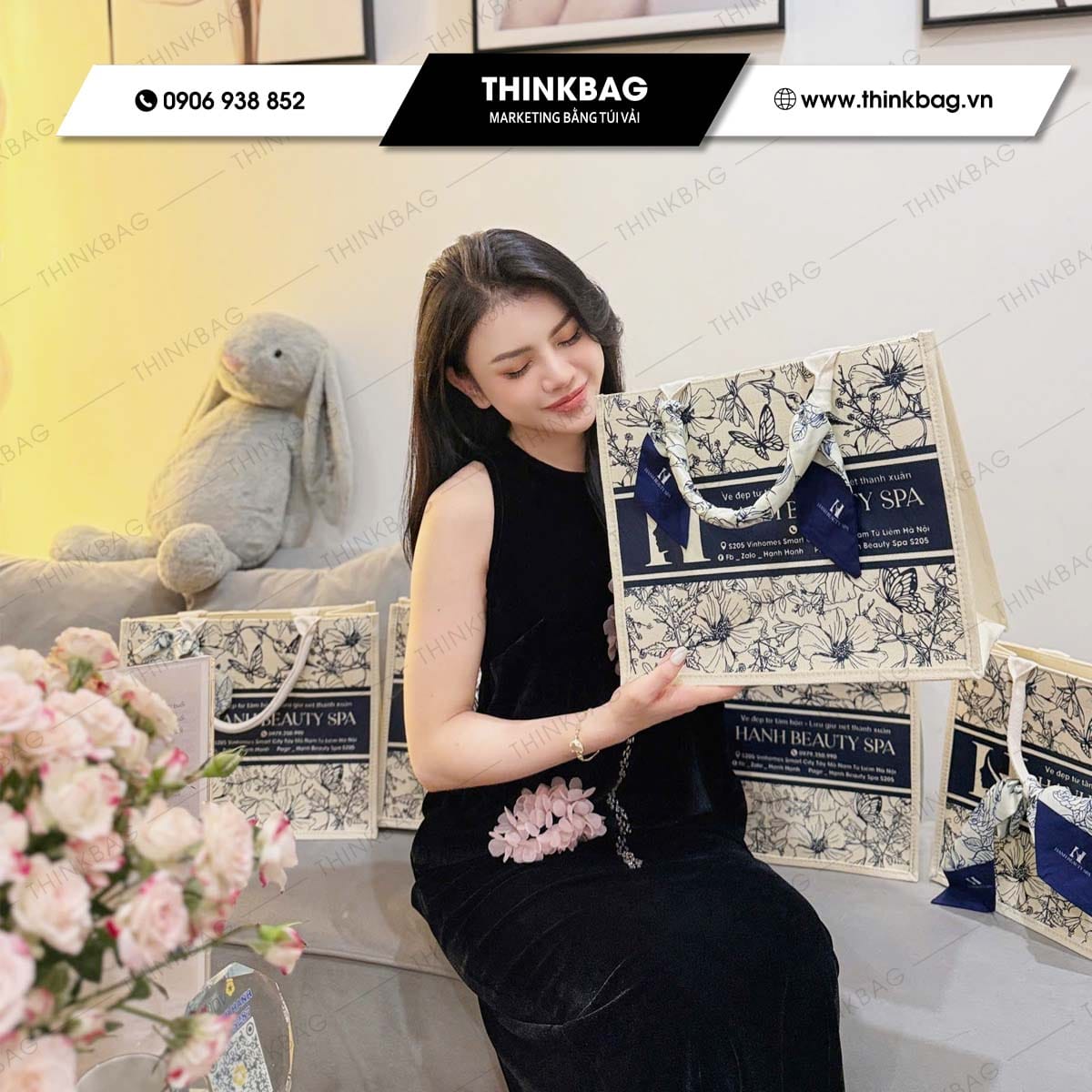 Túi vải đay in logo Hạnh Beauty Spa - 1 trong 10 mẫu túi quà tặng siêu hot - Ảnh 4