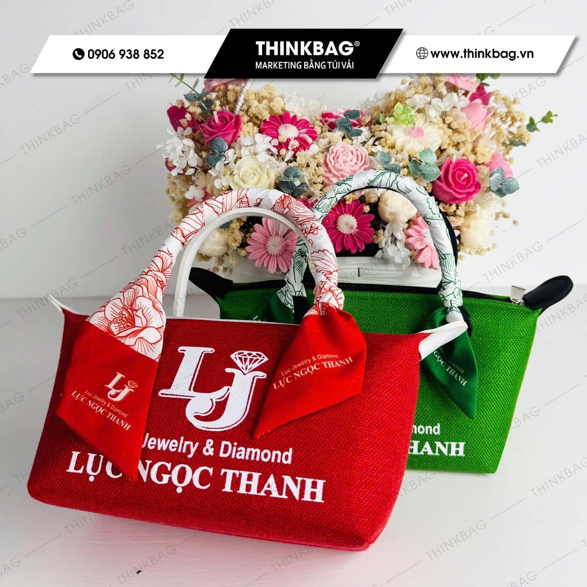 Tủi vải đay in logo Lực Ngọc Thanh - Mẫu túi quà tặng số 1
